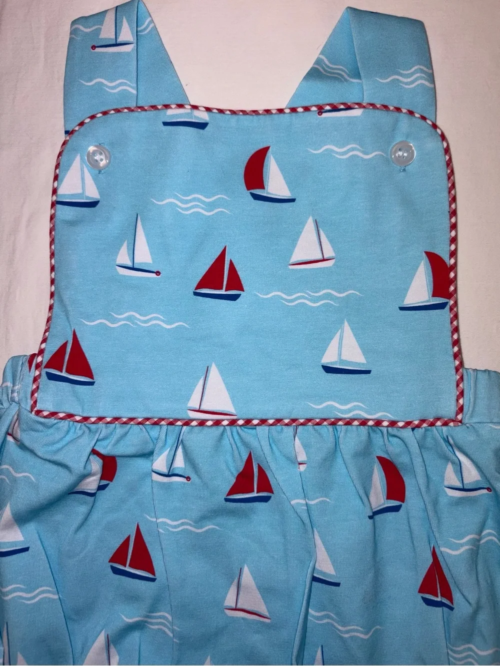 Cecil and Lou Baby Bubble Romper in Sailboat Print sz 12 months NWT
